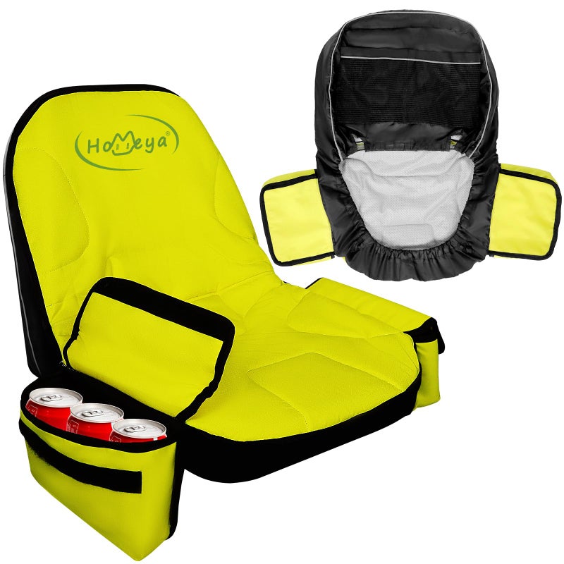 HOMEYA Riding Mower Seat Cover with Side Storage Pockets Heavy Duty 600D Oxford Waterproof PaddedNonSlip Lawn Mower Seat Cover with Reflective Stripe2 Rear Pouches Fits 122142 NoArmrest Tractors - Image 2