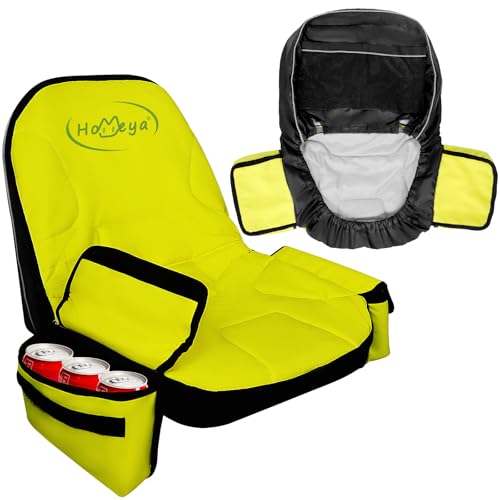 HOMEYA Riding Mower Seat Cover with Side Storage Pockets Heavy Duty 600D Oxford Waterproof PaddedNonSlip Lawn Mower Seat Cover with Reflective Stripe2 Rear Pouches Fits 122142 NoArmrest Tractors - Image 1