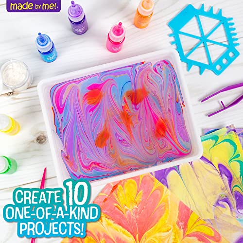 Made By Me Marbling Studio 25Piece Marbling Kit for Kids Make 10 Pour Paint Art Projects Dip Paint Marbling Arts Crafts for Ages 69 Fun Gift - Image 5