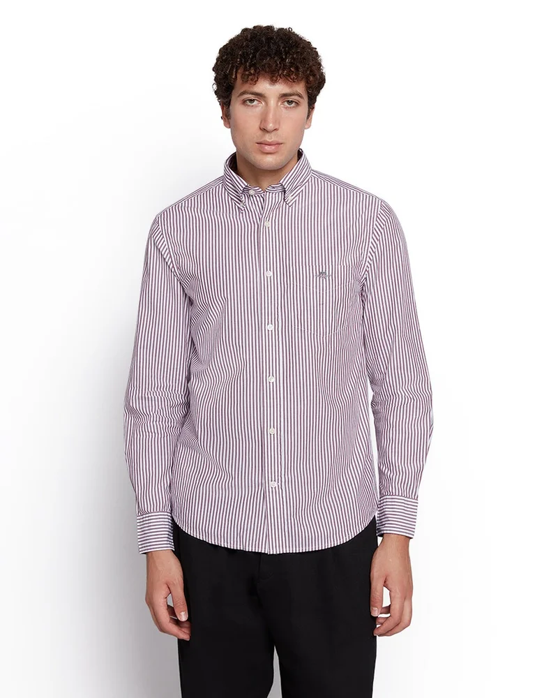 غانت قميص رجالي مخطط بياقة بنكر بقصة عادية من بوبلين من جانت