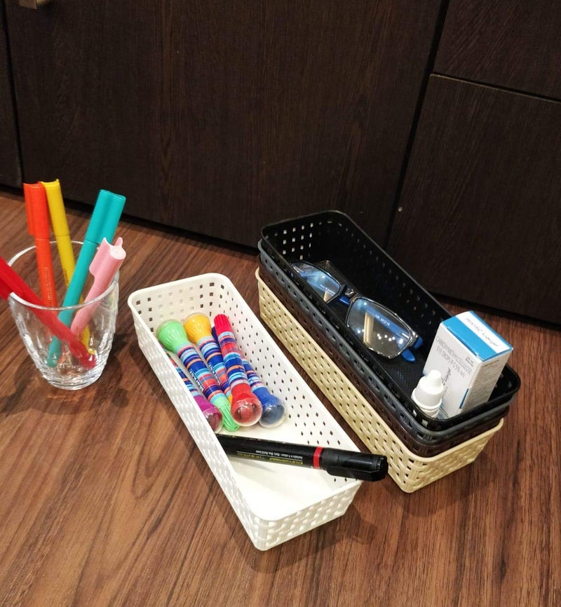 CSM Pack of 4 Multipurpose Desk Organizer Tray Office Drawer Dividers Storage Bins for Kitchen Bathroom Office Makeup Bedroom Dresser MulticolorDimensions 232 cm x 85 cm x 5 cm - Image 4