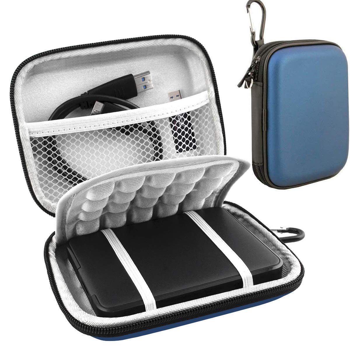 Lacdo Hard Drive Carrying Case for Western Digital WD Elements/WD My Passport/My Passport Ultra Portable External Hard Drive HDD 1TB 2TB 4TB 5TB 6TB USB 3.0 Protective Storage Travel Bag, Blue