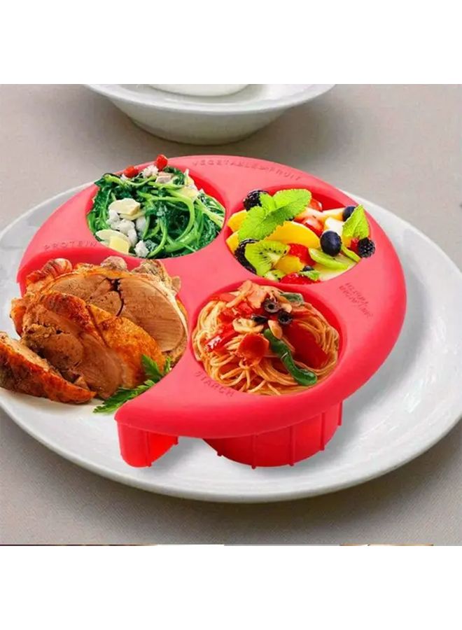 Red Portion Control Plate For Weight Loss BPA Free Kitchen Gadget No Power Needed - Image 2