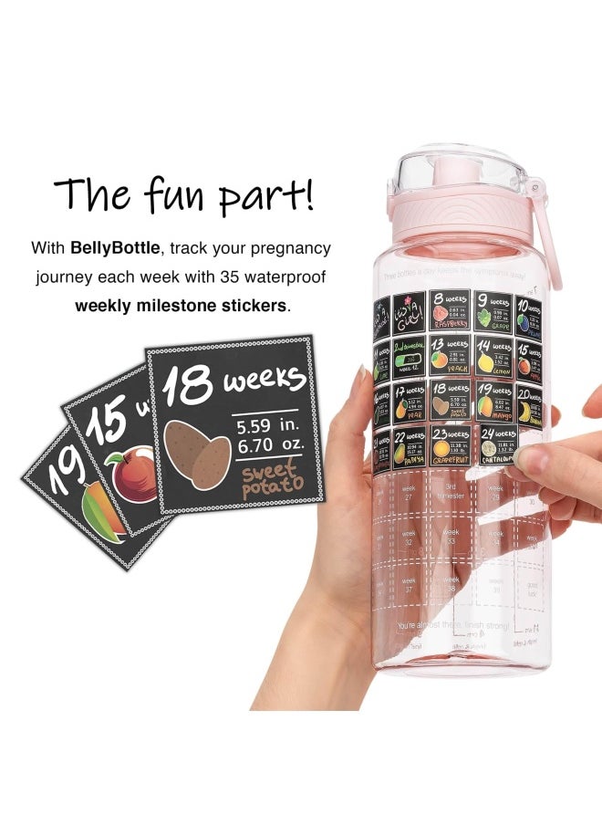 Generic - Pregnancy Water Bottle Bpa Free Intake Tracker Weekly Milestone Stickers Pregnancy Gifts For First Time Moms Must Haves Essentials Pink - Image 1