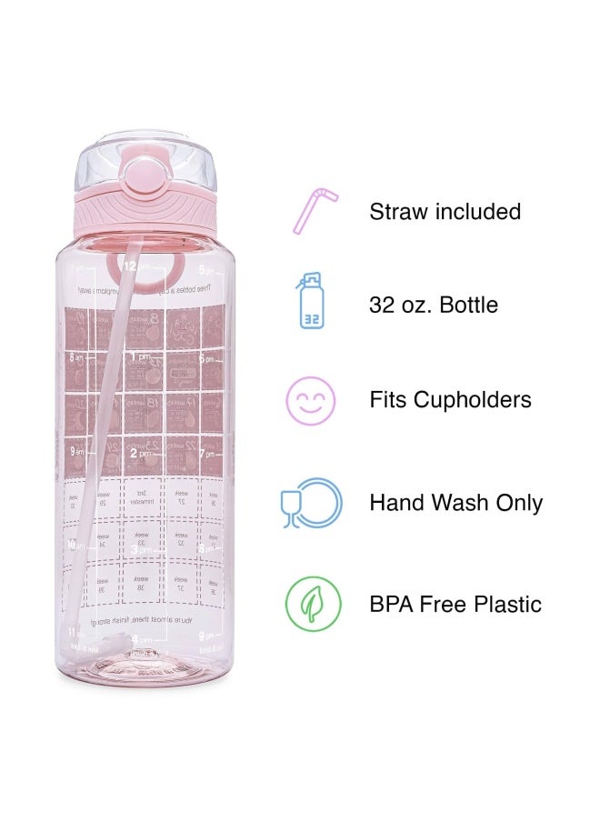 Generic - Pregnancy Water Bottle Bpa Free Intake Tracker Weekly Milestone Stickers Pregnancy Gifts For First Time Moms Must Haves Essentials Pink - Image 1