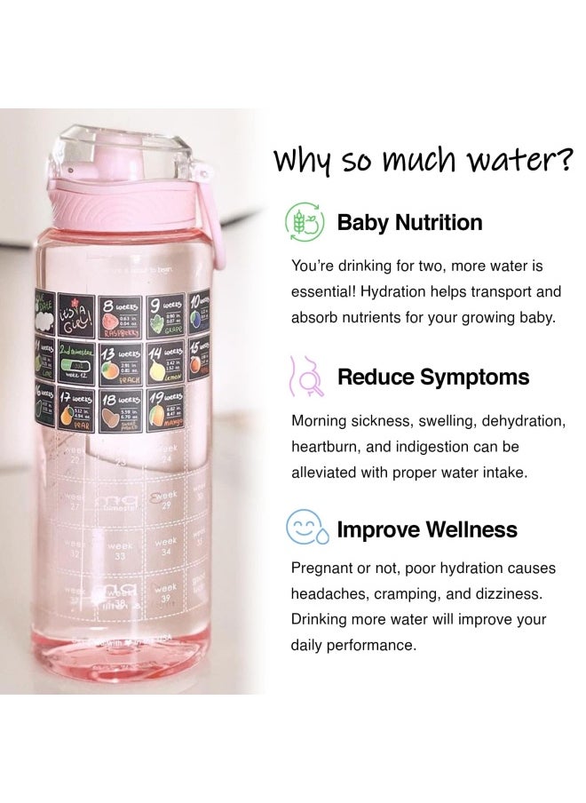 Generic - Pregnancy Water Bottle Bpa Free Intake Tracker Weekly Milestone Stickers Pregnancy Gifts For First Time Moms Must Haves Essentials Pink - Image 1