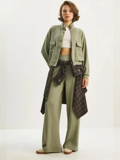 Bianco Lucci LUCCI Jacket-Pants Viscose Blend Two-Piece Coord Set