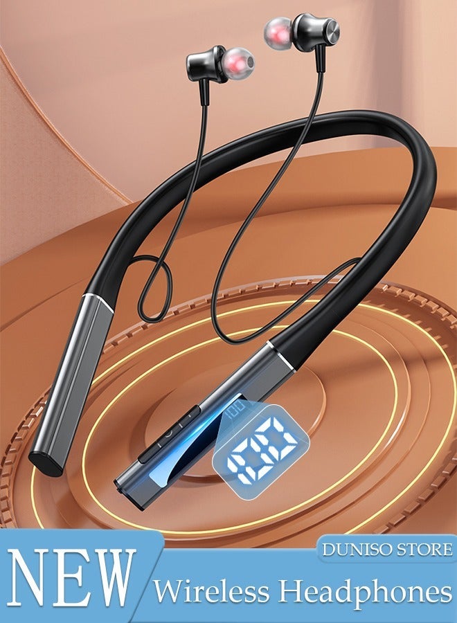 DUNISO Wireless Neckband Bluetooth Headphones with LED Power Display Sweatproof Sport Headsets with HIFI Stereo Sound and Game Mode Wireless Earphones for Gym Running Driving - Image 1
