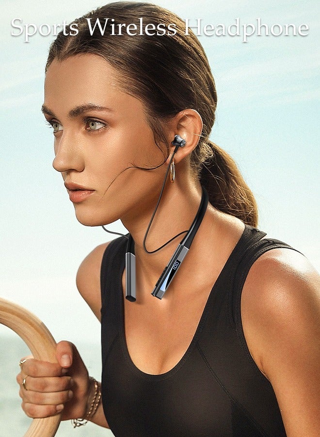 DUNISO Wireless Neckband Bluetooth Headphones with LED Power Display Sweatproof Sport Headsets with HIFI Stereo Sound and Game Mode Wireless Earphones for Gym Running Driving - Image 4