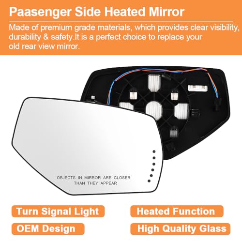 Senzeal Passenger Side Heated Mirror Glass with Turn Signal Light for GMC Sierra 1500 2500HD 3500HD 2015-2017 Chevy Silverado 3500HD 2500HD 1500 2014-2017 Replacement 22919749 GM1325146 (Right Side) - Image 3