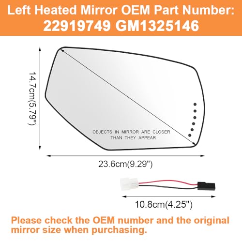 Senzeal Passenger Side Heated Mirror Glass with Turn Signal Light for GMC Sierra 1500 2500HD 3500HD 2015-2017 Chevy Silverado 3500HD 2500HD 1500 2014-2017 Replacement 22919749 GM1325146 (Right Side) - Image 2