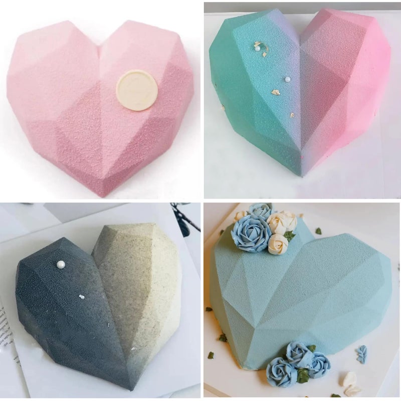 UOUYOO 6 Holes Diamond Heart Shaped Silicone Mold 3D Diamond Love Heart Shaped Mould for Jelly Chocolate Cake Handmade Soap Pudding Mould Candy Making - Image 5