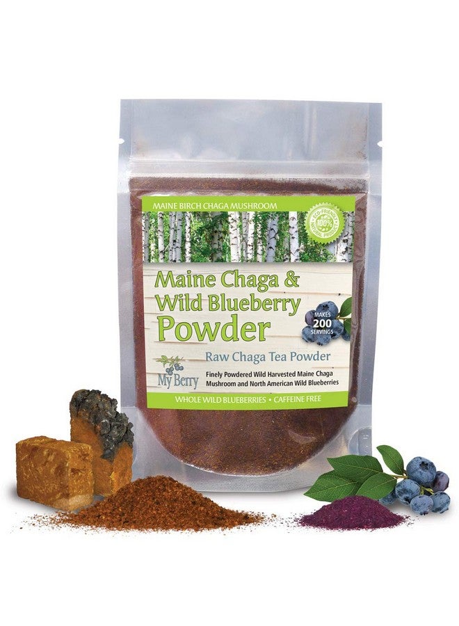 MY BERRY مسحوق شاي شاجا والتوت البري البري من ولاية مين، يصنع أكثر من 200 حصة، 100% شاجا تم جمعه من البرية من الولايات المتحدة وكندا - Image 1
