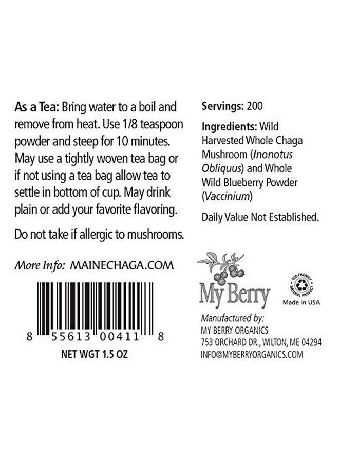MY BERRY مسحوق شاي شاجا والتوت البري البري من ولاية مين، يصنع أكثر من 200 حصة، 100% شاجا تم جمعه من البرية من الولايات المتحدة وكندا - Image 3
