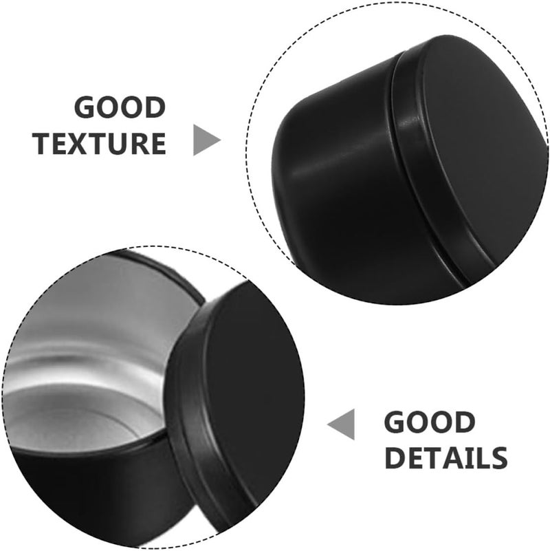 FUOYLOO Candle Tins Aluminum Mini Round Candle Containers Lids for Aromatherapy Scented Making and Party Decorations Tea Light Cups (Black) - Image 3