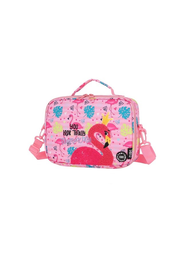 CUBS Flamingo Print Waterproof Lunch Bag With Removable Shoulder Strap Carrying Your Favorite Meals To School Work Or While Traveling - Image 2