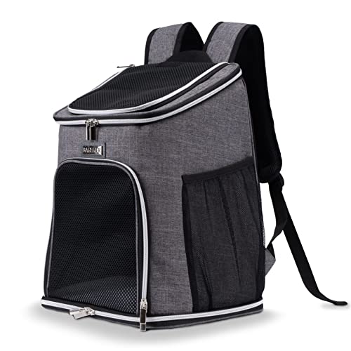 BAGLHER Cat Backpack Carrier, Mesh Pet Cat Carrier for Medium Small Dog Cat Puppy Kitten Bunny up to 18lbs, Dog Travel Backpack for Picnic Hiking Walking Cycling,Grey - Image 1