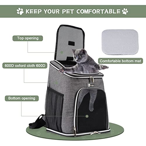 BAGLHER Cat Backpack Carrier, Mesh Pet Cat Carrier for Medium Small Dog Cat Puppy Kitten Bunny up to 18lbs, Dog Travel Backpack for Picnic Hiking Walking Cycling,Grey - Image 4