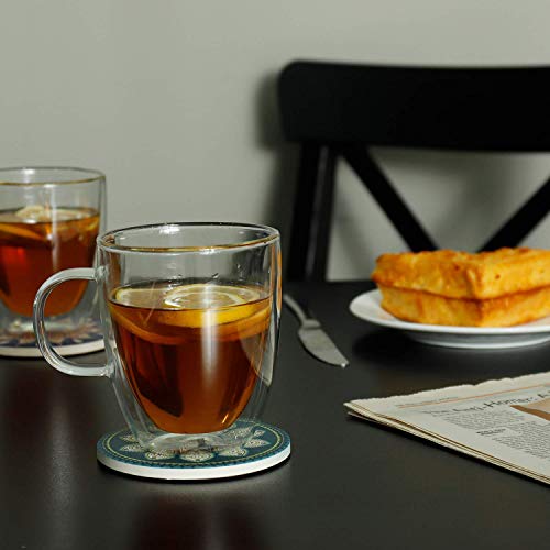 Baskety 350ml Double Wall Glass Coffee Mugs with Handle Insulated Borosilicate Glass Cups for Espresso, Latte, Cappuccino, Tea (Pack of 2) - Image 3