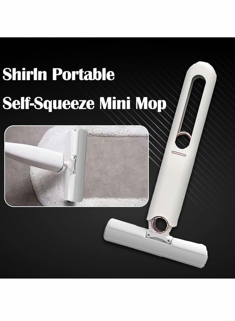 Excefore Portable Self-Squeeze Mini Mop Shirln Portable Mini Mop Cleanmop Mini Mop Mini Portable Mop Hand Free Squeeze Mop Wash Free Strong Absorbent Bathroom Kitchens - Image 3