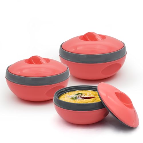 Asian Venus Plastic Casserole Set, 3 Pieces, Pink - Image 1