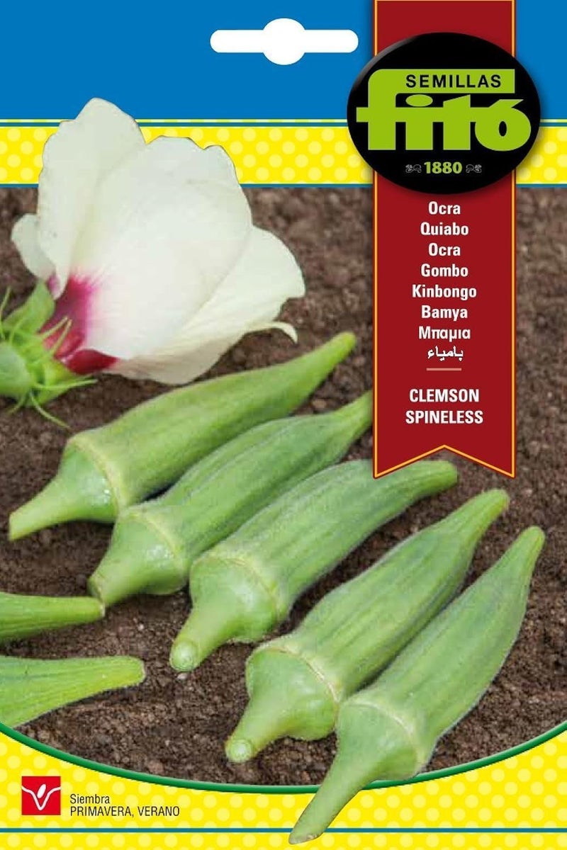 Fito Okra Clemson Spineless Seeds for Planting, Premium Vegetable Seeds for Indoor & Outdoor Gardening, Fast Growing Okra Plant, High Yield Fresh Lady Finger Pods for Cooking Home Garden - Image 1