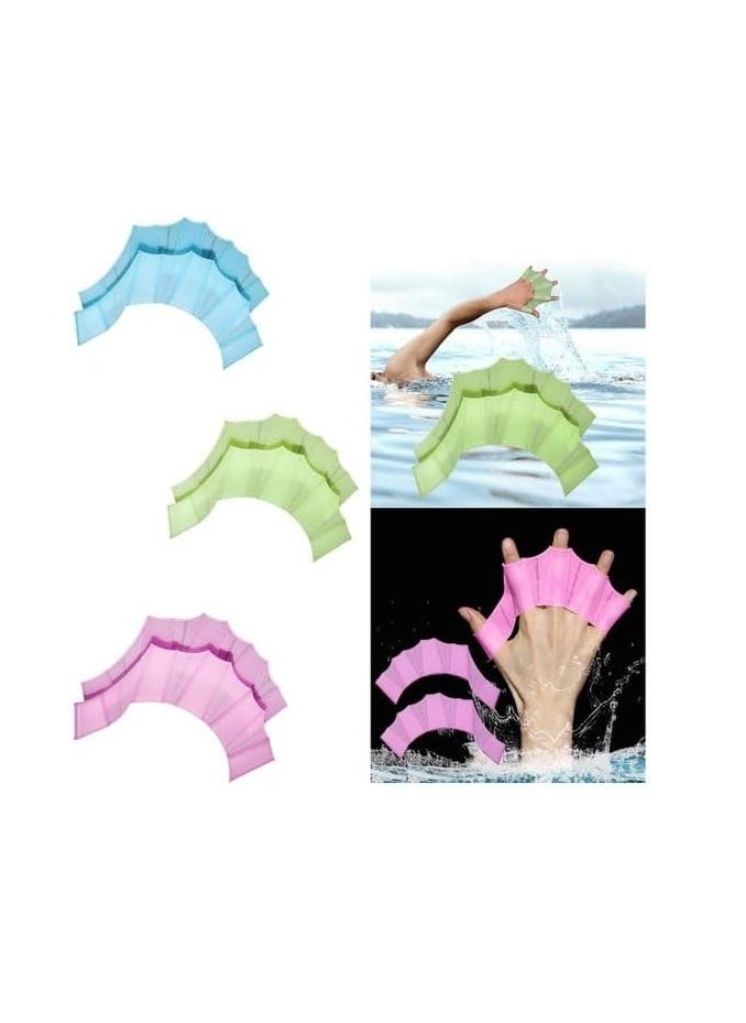 Generic Silicone Swimming Hand Fins Gloves for Kids and Adults to Help with Swimming and Diving, Yellow  - Image 3