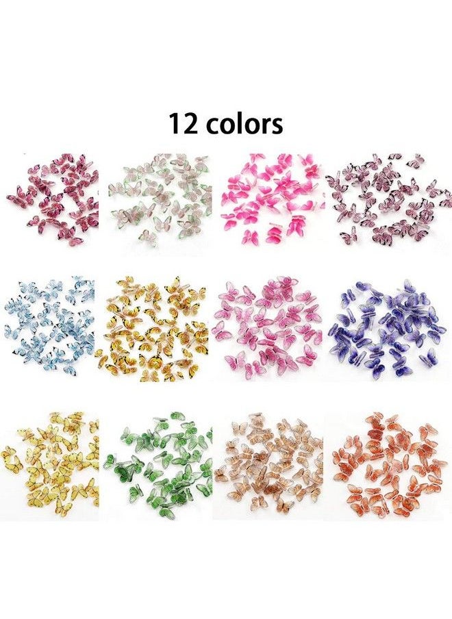 CESUSME - 48Pcs Butterfly Acrylic Nails 3D Butterfly Nail Charms Glitter Clear Butterfly Nail Designs White Blue Colorful Butterfly Acrylic For Nail Art Decoration & Diy Crafting Design - Image 1