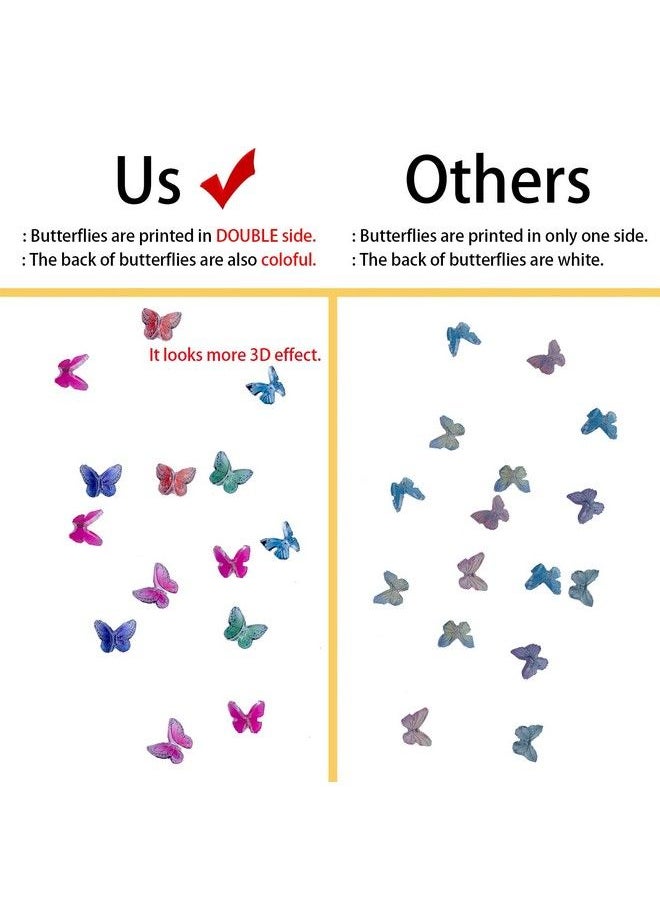 CESUSME - 48Pcs Butterfly Acrylic Nails 3D Butterfly Nail Charms Glitter Clear Butterfly Nail Designs White Blue Colorful Butterfly Acrylic For Nail Art Decoration & Diy Crafting Design - Image 1