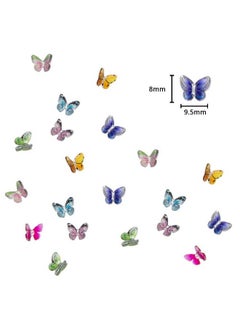 CESUSME 48Pcs Butterfly Acrylic Nails 3D Butterfly Nail Charms Glitter Clear Butterfly Nail Designs White Blue Colorful Butterfly Acrylic For Nail Art Decoration & Diy Crafting Design  - Image 4