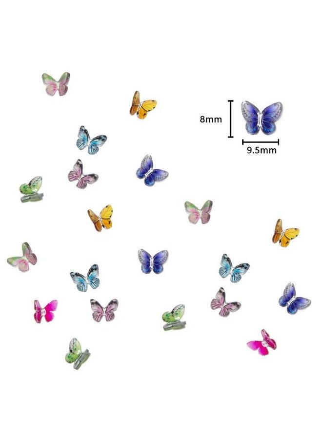 CESUSME - 48Pcs Butterfly Acrylic Nails 3D Butterfly Nail Charms Glitter Clear Butterfly Nail Designs White Blue Colorful Butterfly Acrylic For Nail Art Decoration & Diy Crafting Design - Image 1