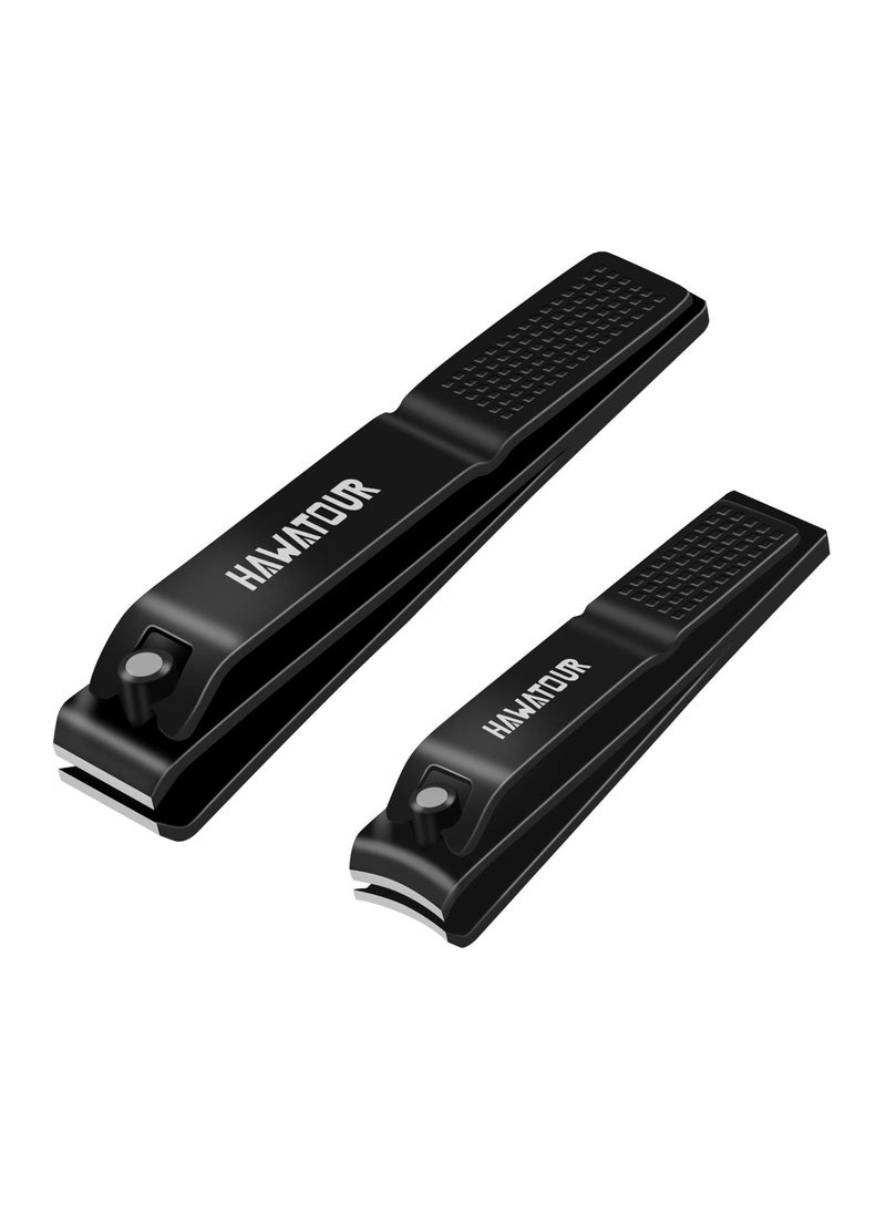 HAWATOUR Nail Clippers Set, Ultra Sharp Sturdy Fingernail and Toenail Clipper Cutters with Visibly Tin Case, Black 