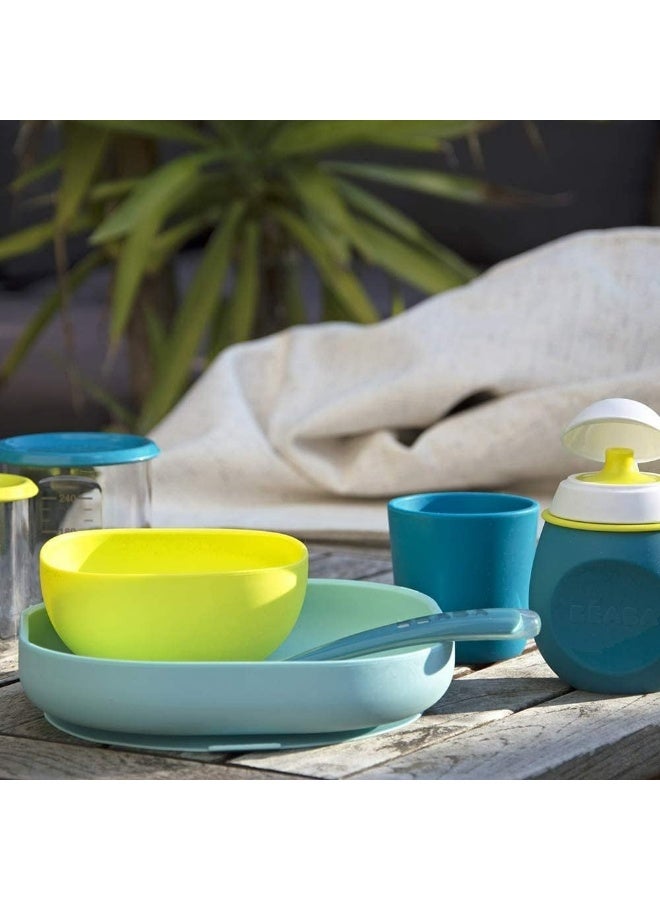 BEABA BÃ©aba Silicone 4-Piece Dishware - 100% Silicone Baby Plate Set, Baby Bowls - Includes Baby Plate, Baby Bowl, Baby Cup, 2nd Stage Silicone Spoon, Pastels - Image 5