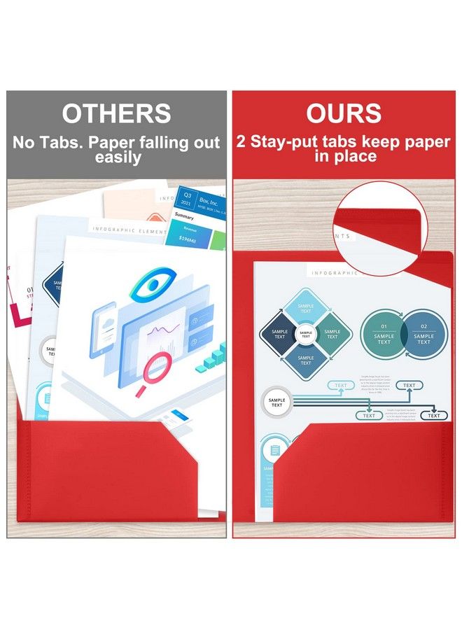 Sooez 6 Pack 2Pocket Folder With Prongs Plastic Folders With Pockets And Prongs Heavy Duty Pocket Folders With Prongs Colored Prong Folders For Schoolwork & Office Letter Size A4 Labels Included - Image 3