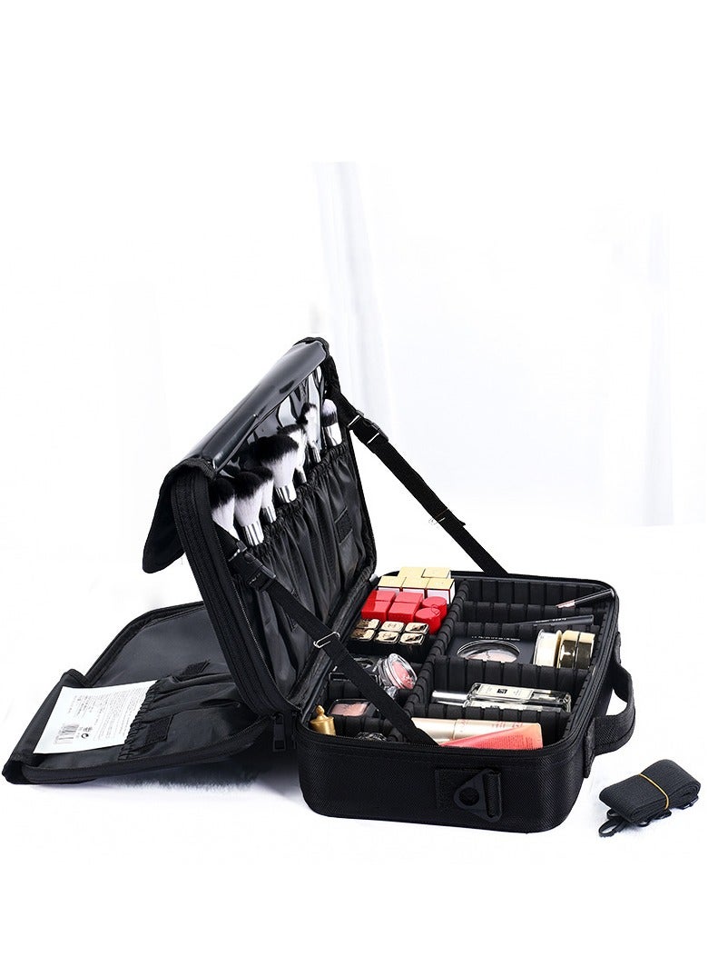 Cosmetic Bag Makeup Case Travel Makeup Bag Tool Kit with Handle and Divider Large Capacity Waterproof Portable Travel Organizer Bag for Makeup Artist Fishing（34.5*23.5*12cm) - Image 1
