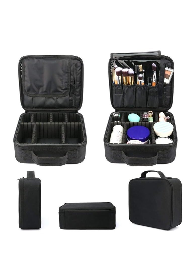 Cosmetic Bag Makeup Case Travel Makeup Bag Tool Kit with Handle and Divider Large Capacity Waterproof Portable Travel Organizer Bag for Makeup Artist Fishing（34.5*23.5*12cm) - Image 2