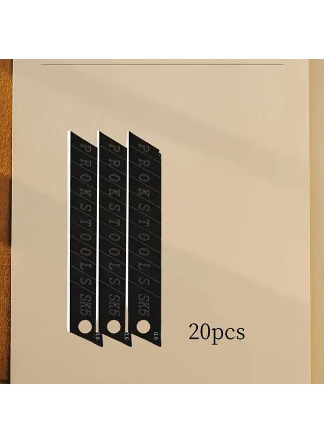 20 Pcs High Carbon Steel Replacement Blades 6mm 60 Degree Angle Durable And Sharp For Cardboard Foam Plastic Crafting Efficient Design For Office DIY And Everyday Use Non Return Handle Craft Blades Sleek Blade Design Durable Blade Material Crafting Essentials - Image 1