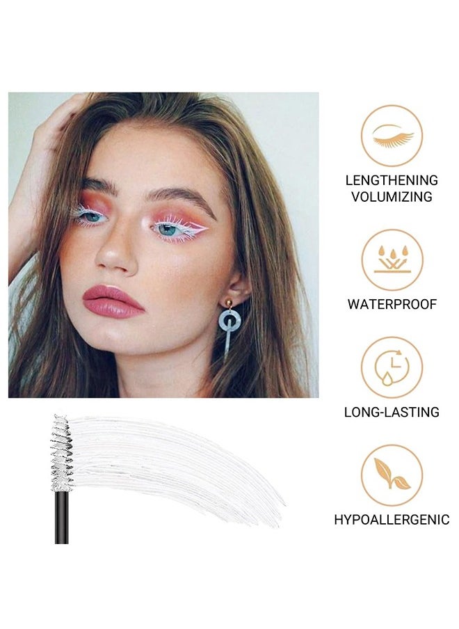 Fit Colors ماسكارا ملونة برأسين - ماسكارا من ألياف الحرير مع فرشاة مشط رمش قابلة للطي ، وصلات رموش ماسكارا سائلة ملونة ، مقاومة للماء ، مقاومة للعرق ، غير متفتحة ، طويلة ومتعددة الألوان قاعدة # 01 أبيض  - Image 5
