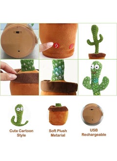 Dancing Cactus Talking Plush Toy With Singing & Recording Function Rechargeable - Repeat What You Say Electronic Light Up Interactive Toy For Toddler With Usb Charging Cable - Pack Of 1 - pzsku/Z7F8A2513A1815A2B4F29Z/45/_/1735817698/50325ad1-f3a2-42c2-acd6-62d651624a54