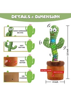 Dancing Cactus Talking Plush Toy With Singing & Recording Function Rechargeable - Repeat What You Say Electronic Light Up Interactive Toy For Toddler With Usb Charging Cable - Pack Of 1 - pzsku/Z7F8A2513A1815A2B4F29Z/45/_/1735817929/c45e575c-2209-456e-8c43-46539429099b