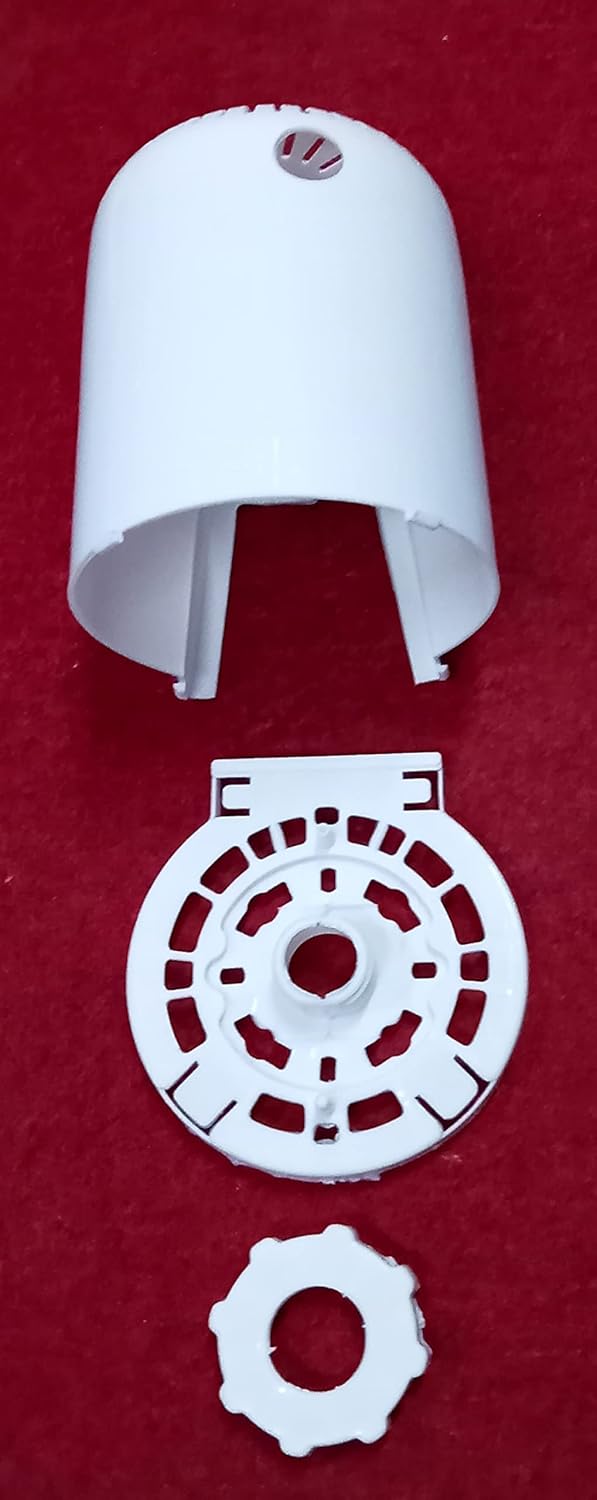 White Plastic Table Fan Back CoverGuard Lock Nut Set 002  - Image 1