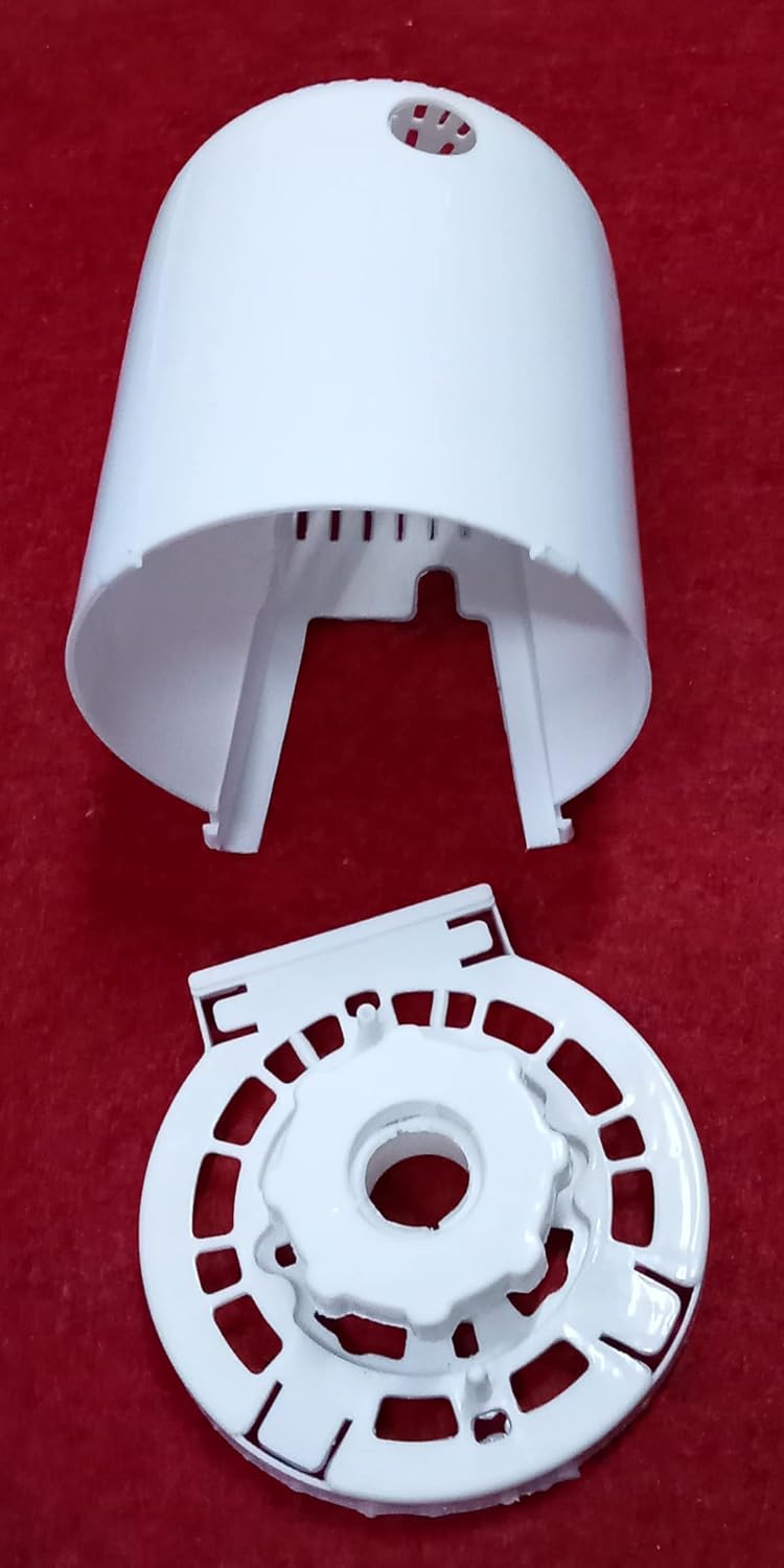White Plastic Table Fan Back CoverGuard Lock Nut Set 002  - Image 5