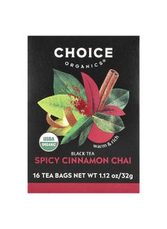 Choice Organic Teas Choice Organic Teas, Black Tea, Spicy Cinnamon Chai, 16 Tea Bags, 1.12 oz (32 g)  - Image 1