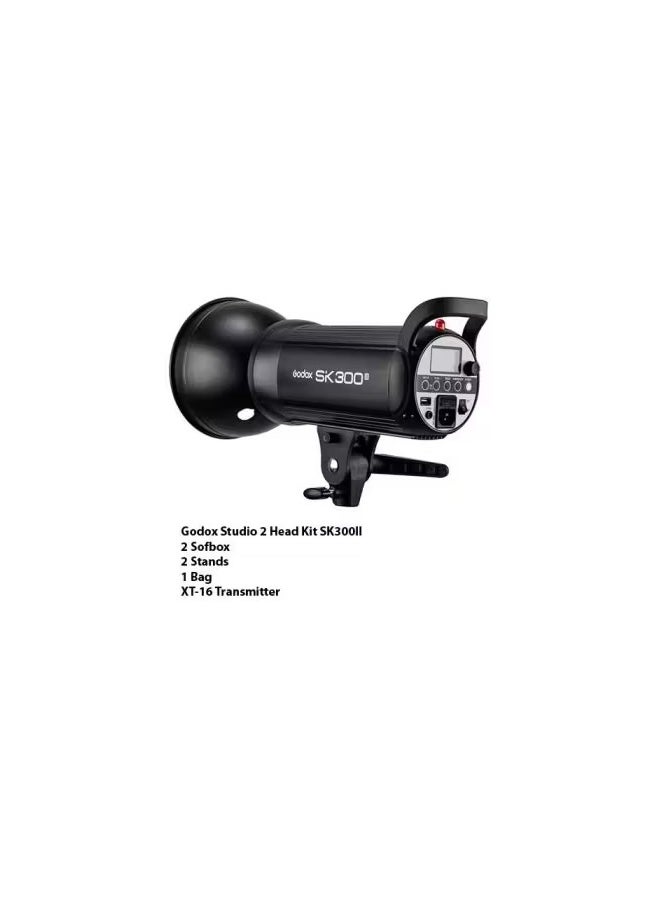 Godox - Studio 2 Head Kit Sofbox - 2 Stands  - 1 Bag - XT-16 Transmitter - SK300II 2 Head - Image 1