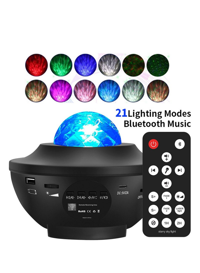 3-In-1 Star Light Projector Led Night Light with Remote Control Black/Blue 11x11x9.4cm - Image 5