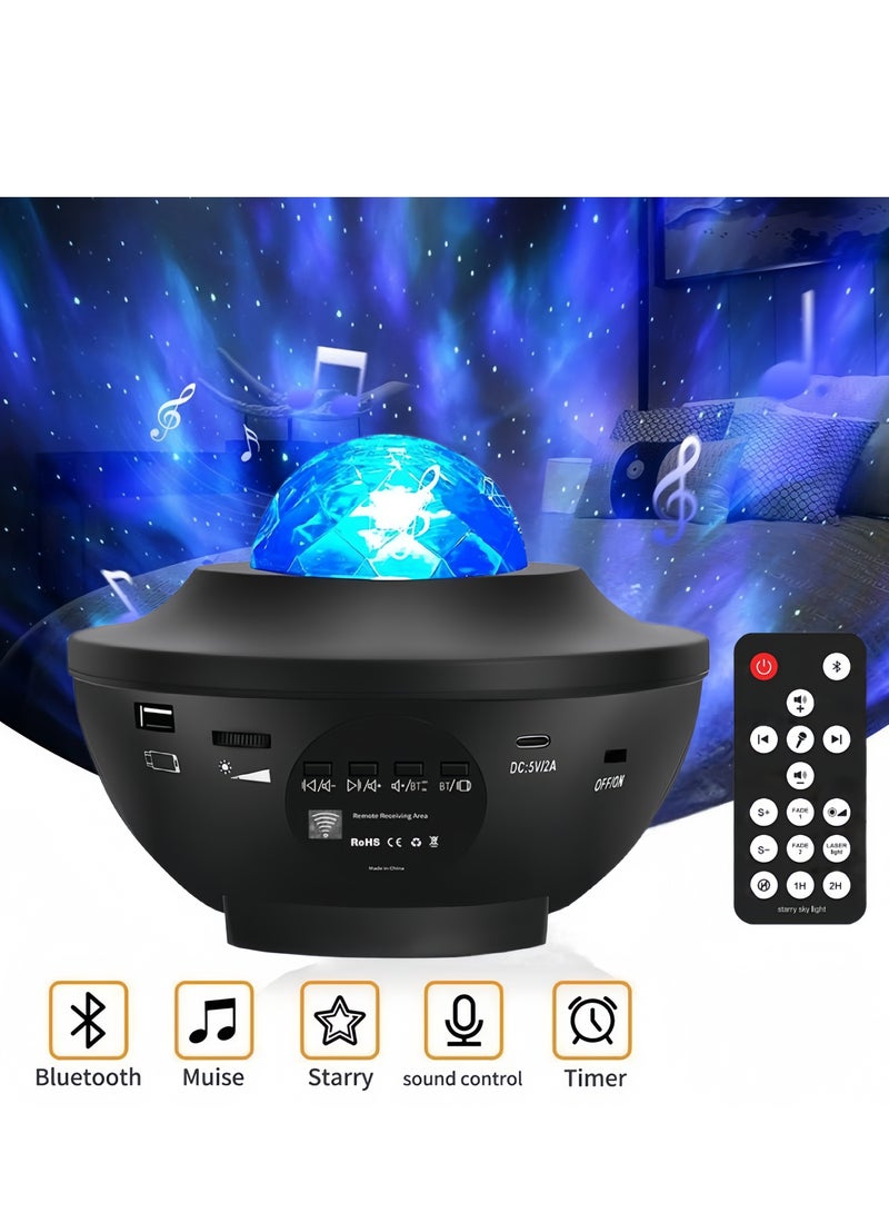 3-In-1 Star Light Projector Led Night Light with Remote Control Black/Blue 11x11x9.4cm - Image 2