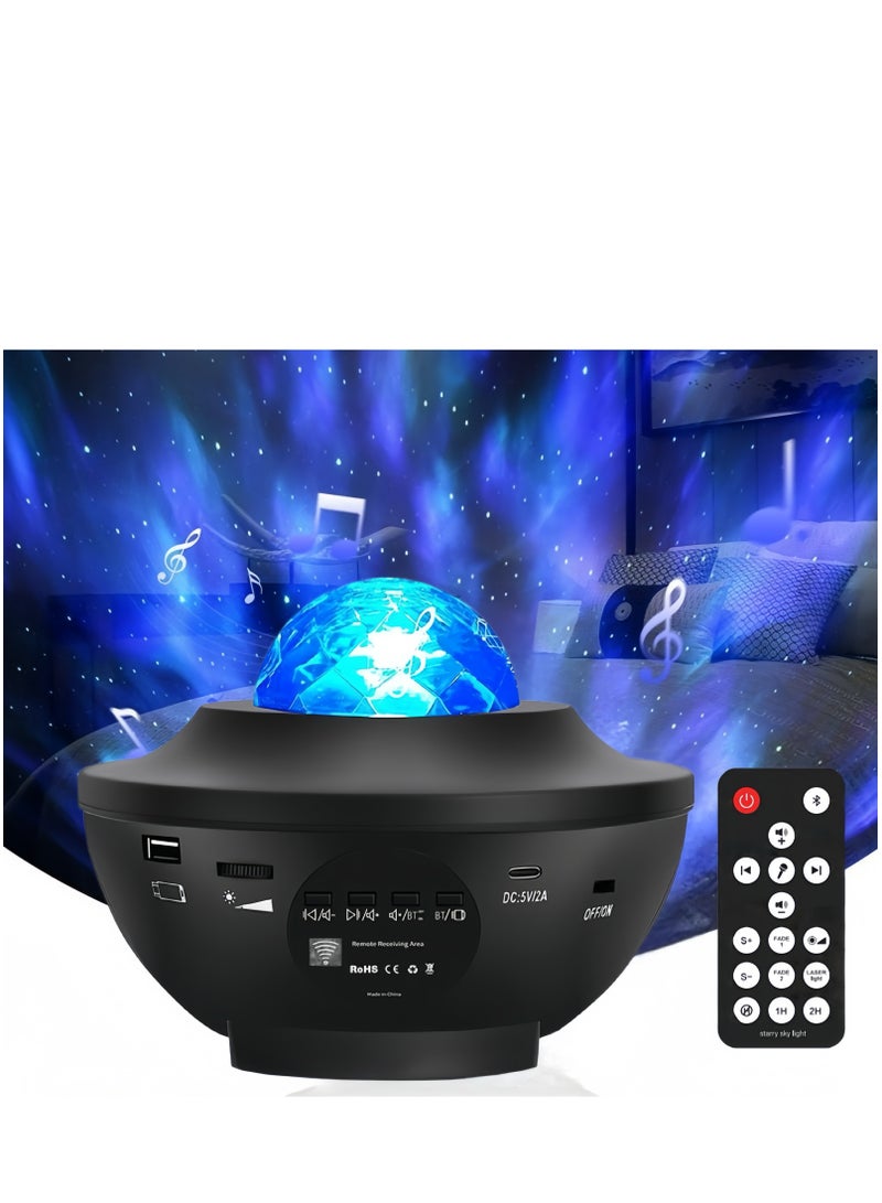 3-In-1 Star Light Projector Led Night Light with Remote Control Black/Blue 11x11x9.4cm - Image 1