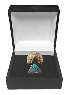 Luxury Double Ring Slot Velvet Box - Jewelry, and Accessories - Perfect for Display and Special Occasions (Black)
