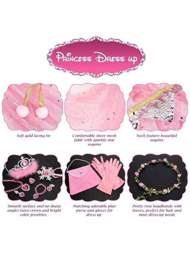 Fedio Princess Cape Set,12Pcs Princess Dress up Clothes for Little Girl, Princess Dresses for Girl 3-8 Years Birthday Gift - Image 4