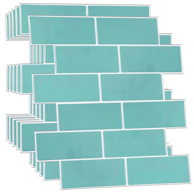 WALPLUS Premium 12 Sheets Peel and Stick Kitchen Backsplash Tile Stickers Self Adhesive Stick on Subway Tile 12" x 6" Bathroom Splashback Water Heat Resistant 3D Wall Tiles Green Glossy - Image 1